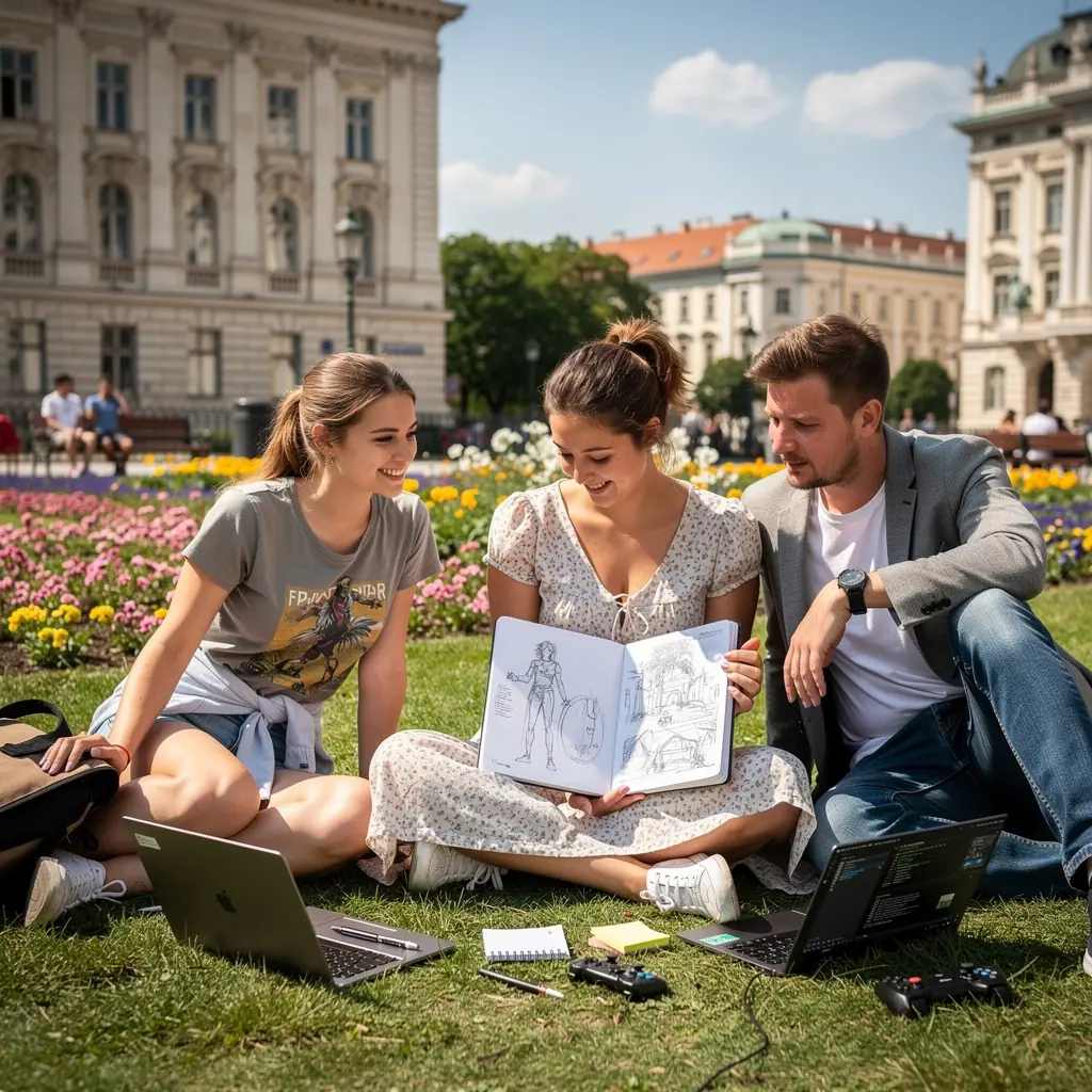 Ein Close-up eines Grafikdesigners, der Charaktere für ein Spiel entwirft.